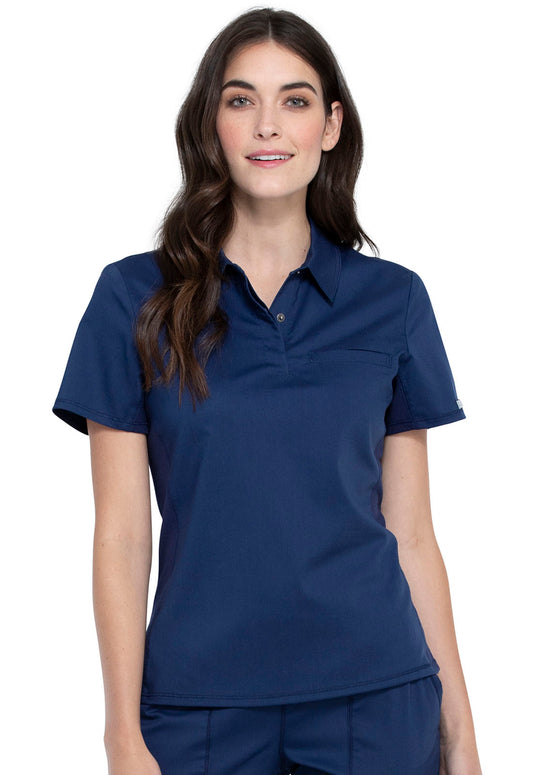 Revolution WW698 Tuckable Snap Front Polo Shirt Navy Model Image Front | Cherokee Workwear