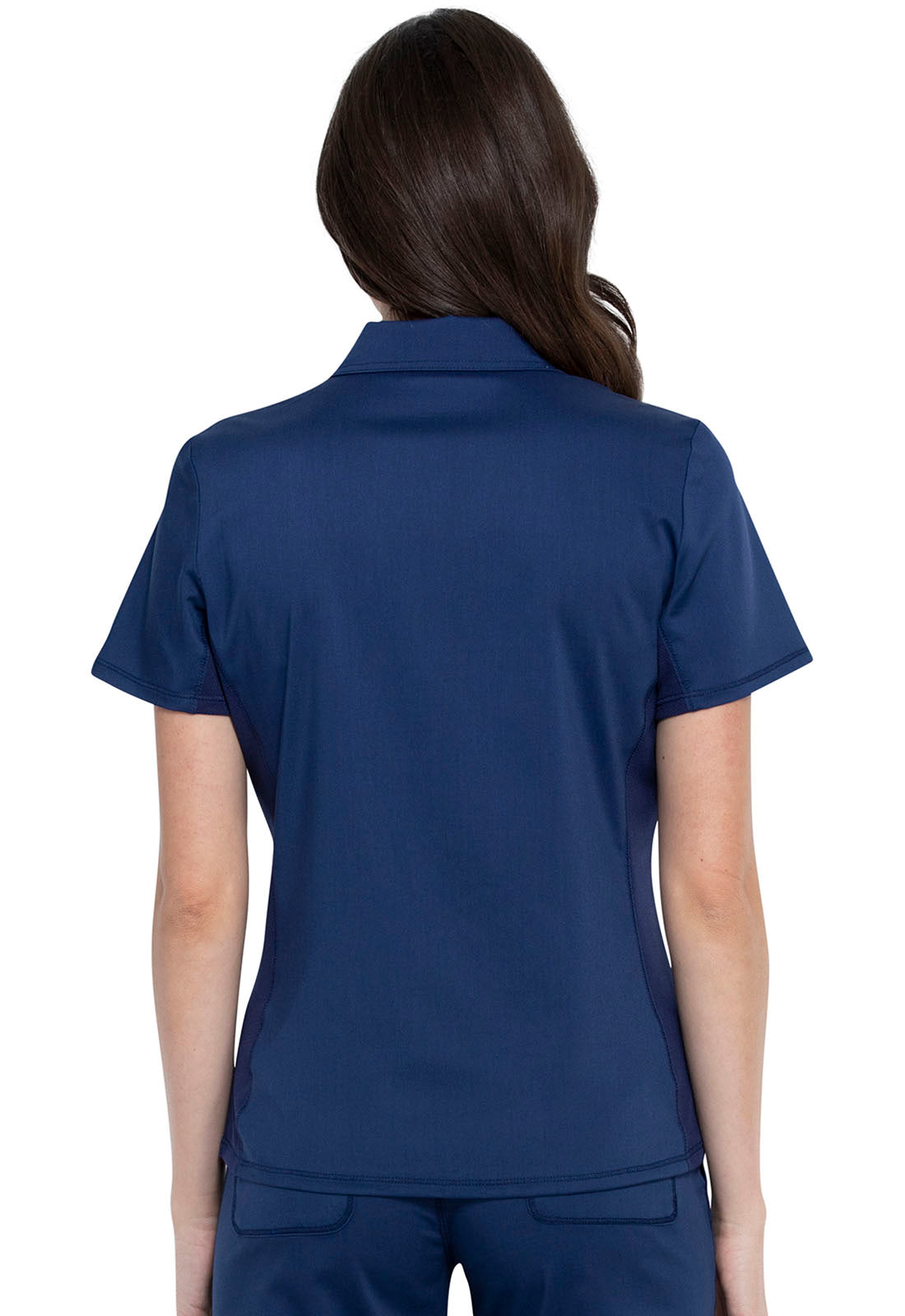 Revolution WW698 Tuckable Snap Front Polo Shirt Navy Model Image Back | Cherokee Workwear