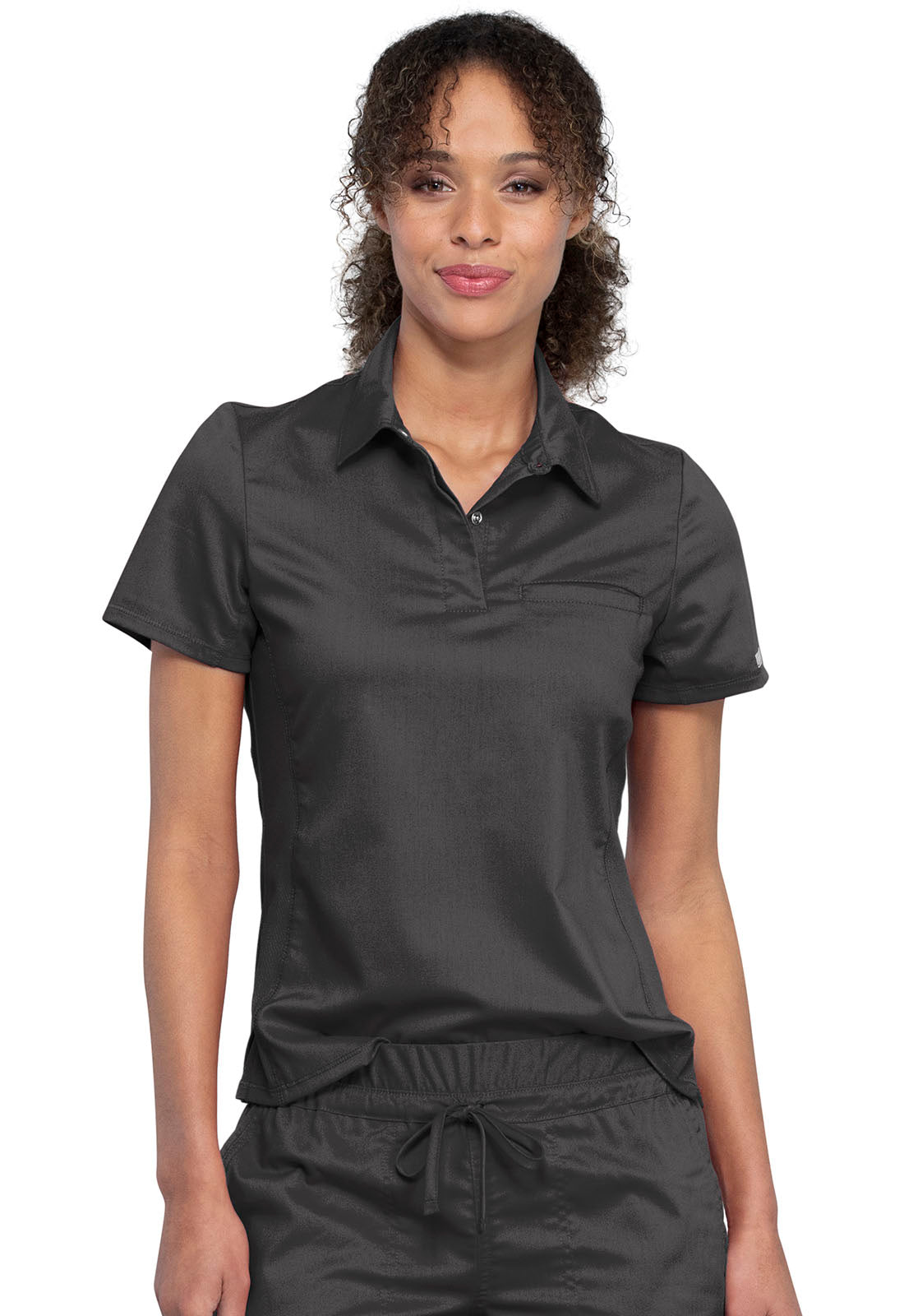 Revolution WW698 Tuckable Snap Front Polo Shirt Pewter Model Image Front | Cherokee Workwear