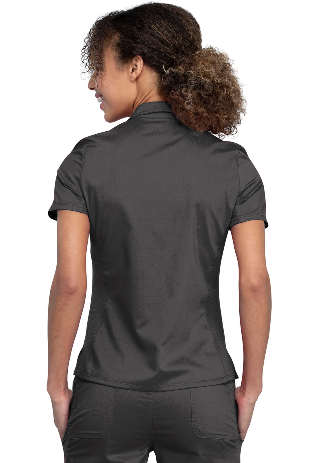 Revolution WW698 Tuckable Snap Front Polo Shirt Pewter Model Image Back | Cherokee Workwear