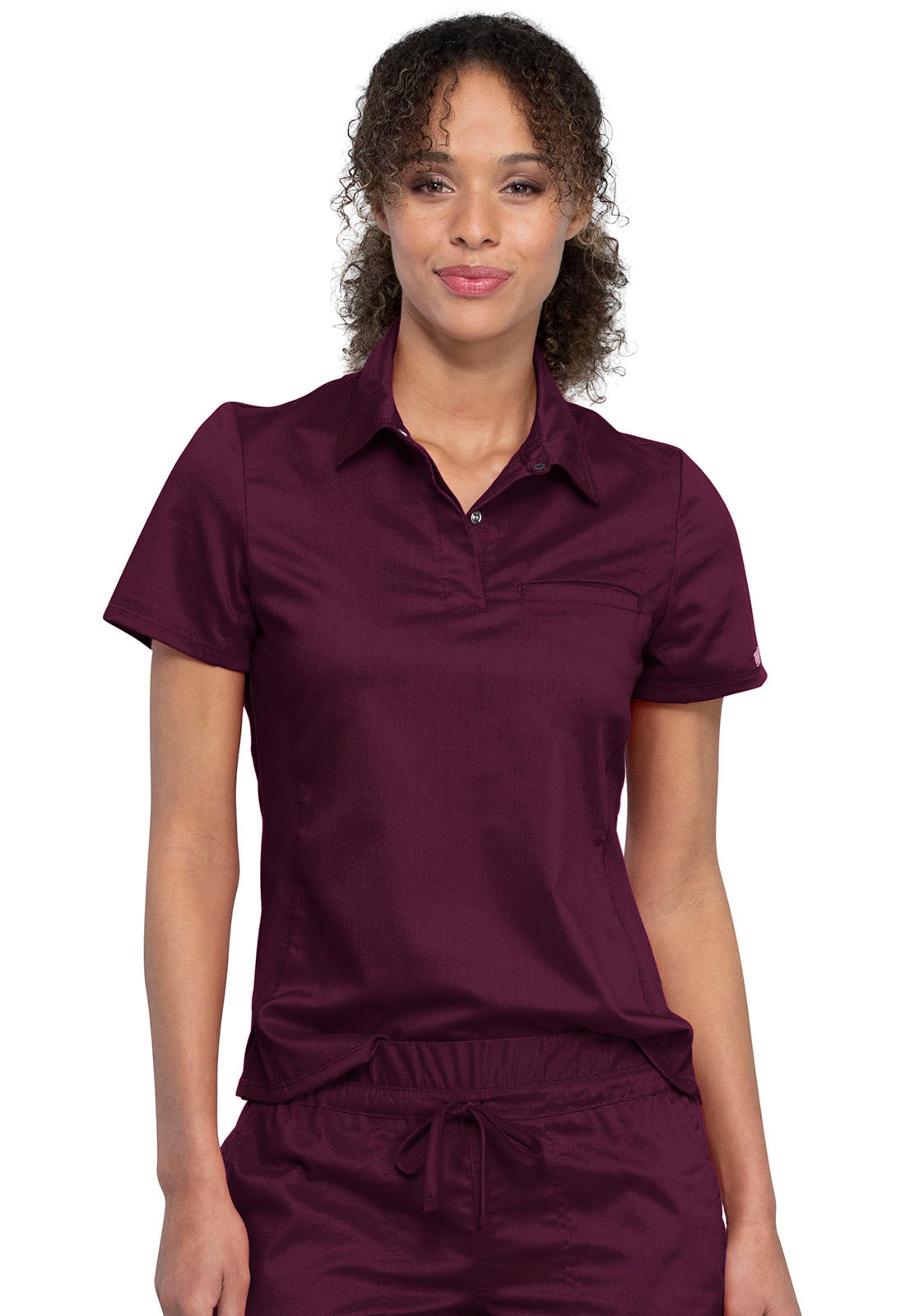 Revolution WW698 Tuckable Snap Front Polo Shirt Wine Model Image Front | Cherokee Workwear