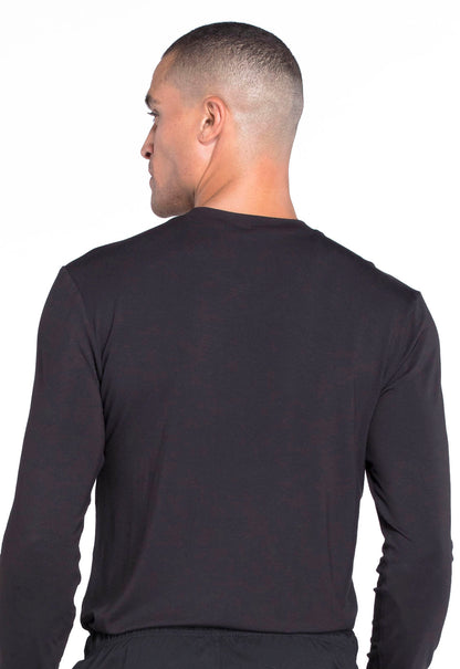 Professionals WW700 Men's Underscrub Knit Top Black Model Image Back | Cherokee Workwear