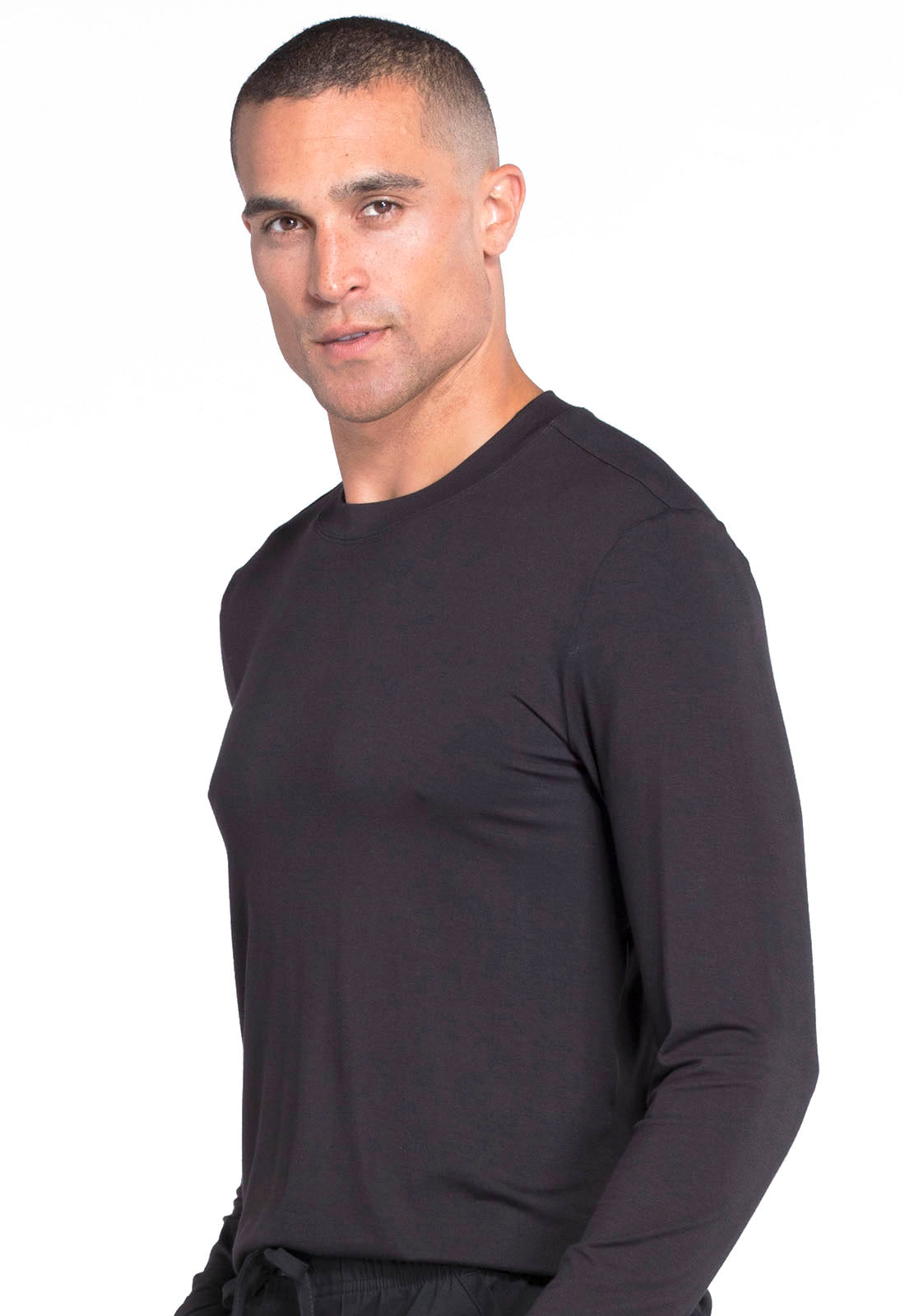 Professionals WW700 Men's Underscrub Knit Top Black Model Image Right Side | Cherokee Workwear