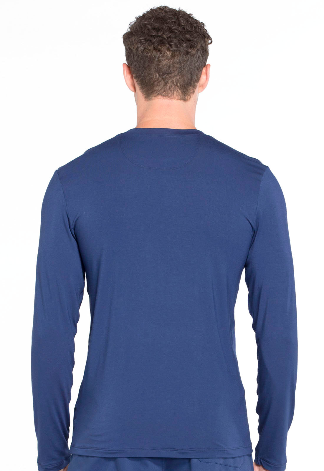 Professionals WW700 Men's Underscrub Knit Top Navy Model Image Back | Cherokee Workwear