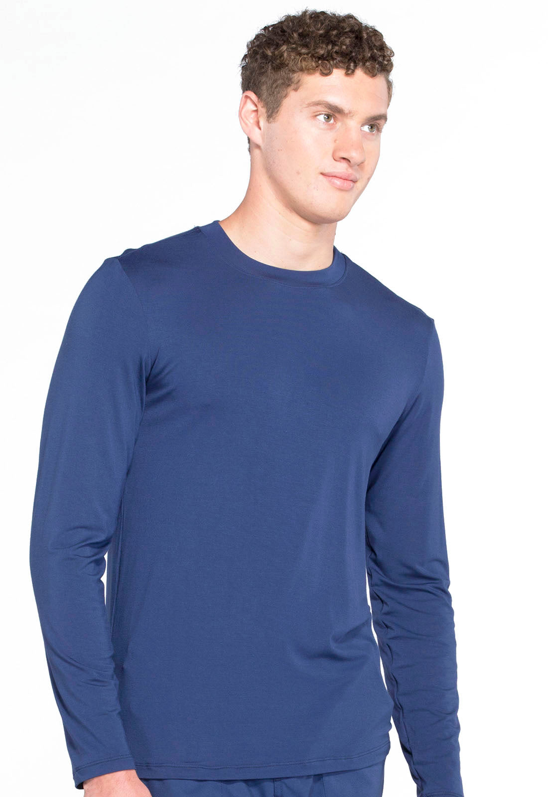 Professionals WW700 Men's Underscrub Knit Top Navy Model Image Left Side | Cherokee Workwear