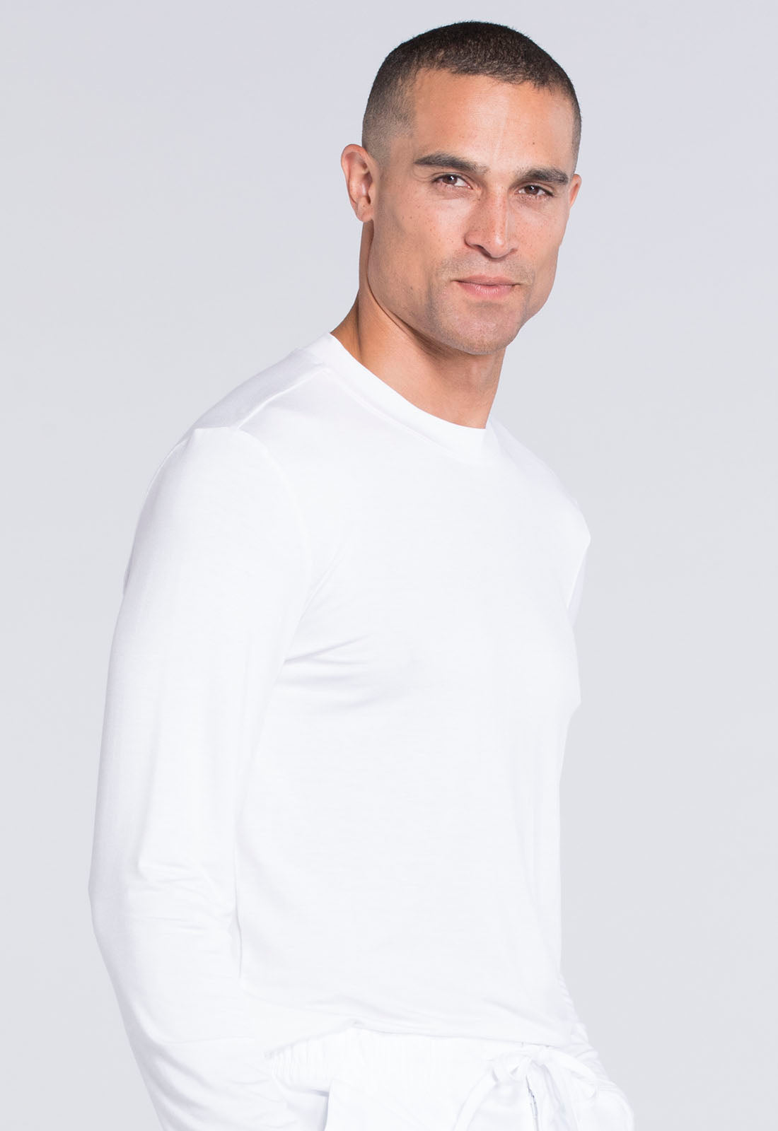 Professionals WW700 Men's Underscrub Knit Top White Model Image Left Side | Cherokee Workwear