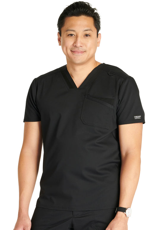 Revolution WW751 Men's V-Neck Top Black Model Image Front | Cherokee Workwear