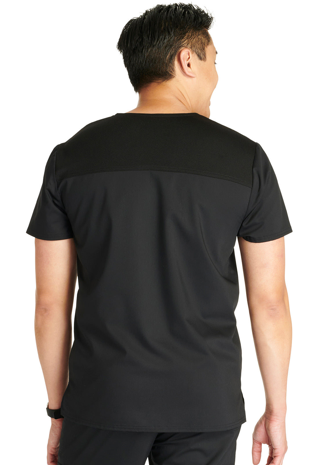 Revolution WW751 Men's V-Neck Top Black Model Image Back | Cherokee Workwear