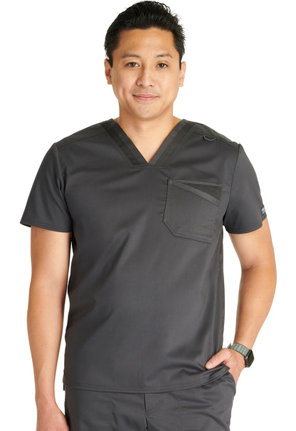 Revolution WW751 Men's V-Neck Top Pewter Model Image Front | Cherokee Workwear