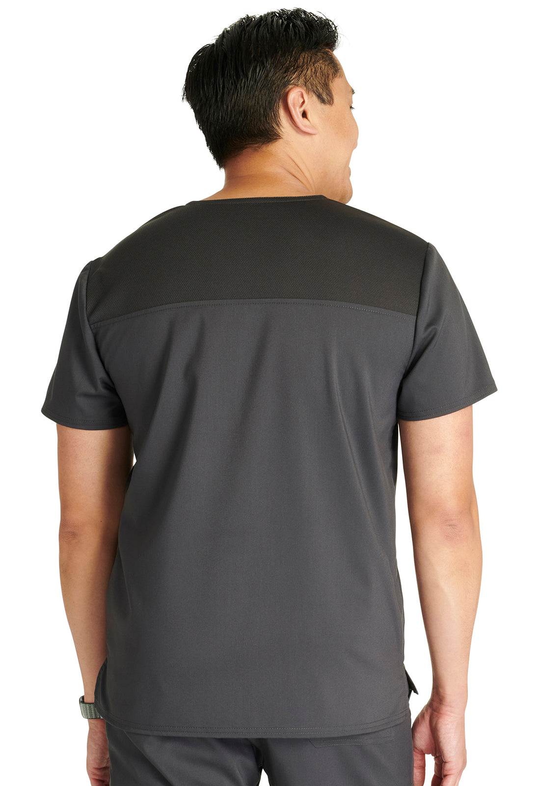 Revolution WW751 Men's V-Neck Top Pewter Model Image Back | Cherokee Workwear