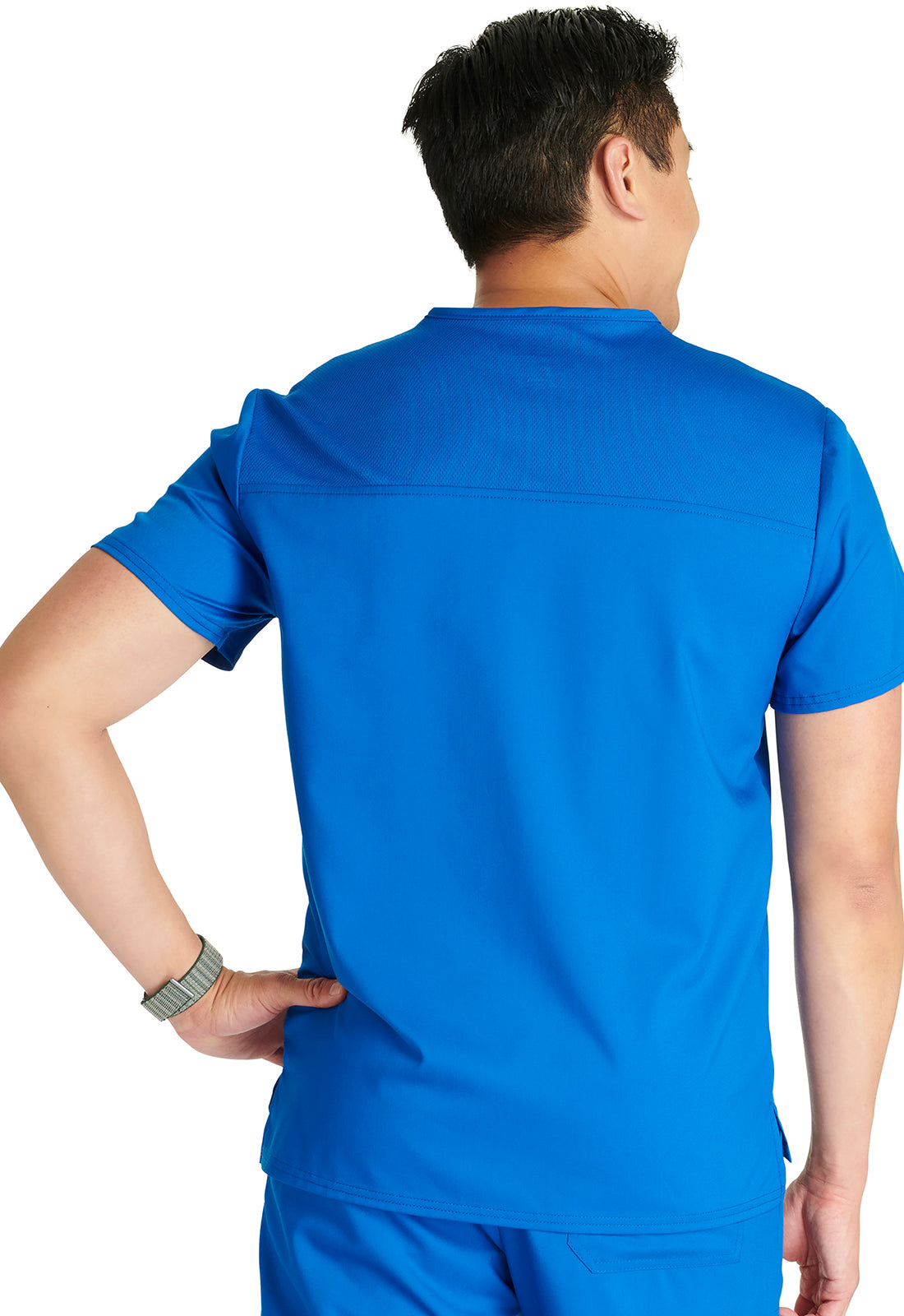 Revolution WW751 Men's V-Neck Top Royal Model Image Back | Cherokee Workwear