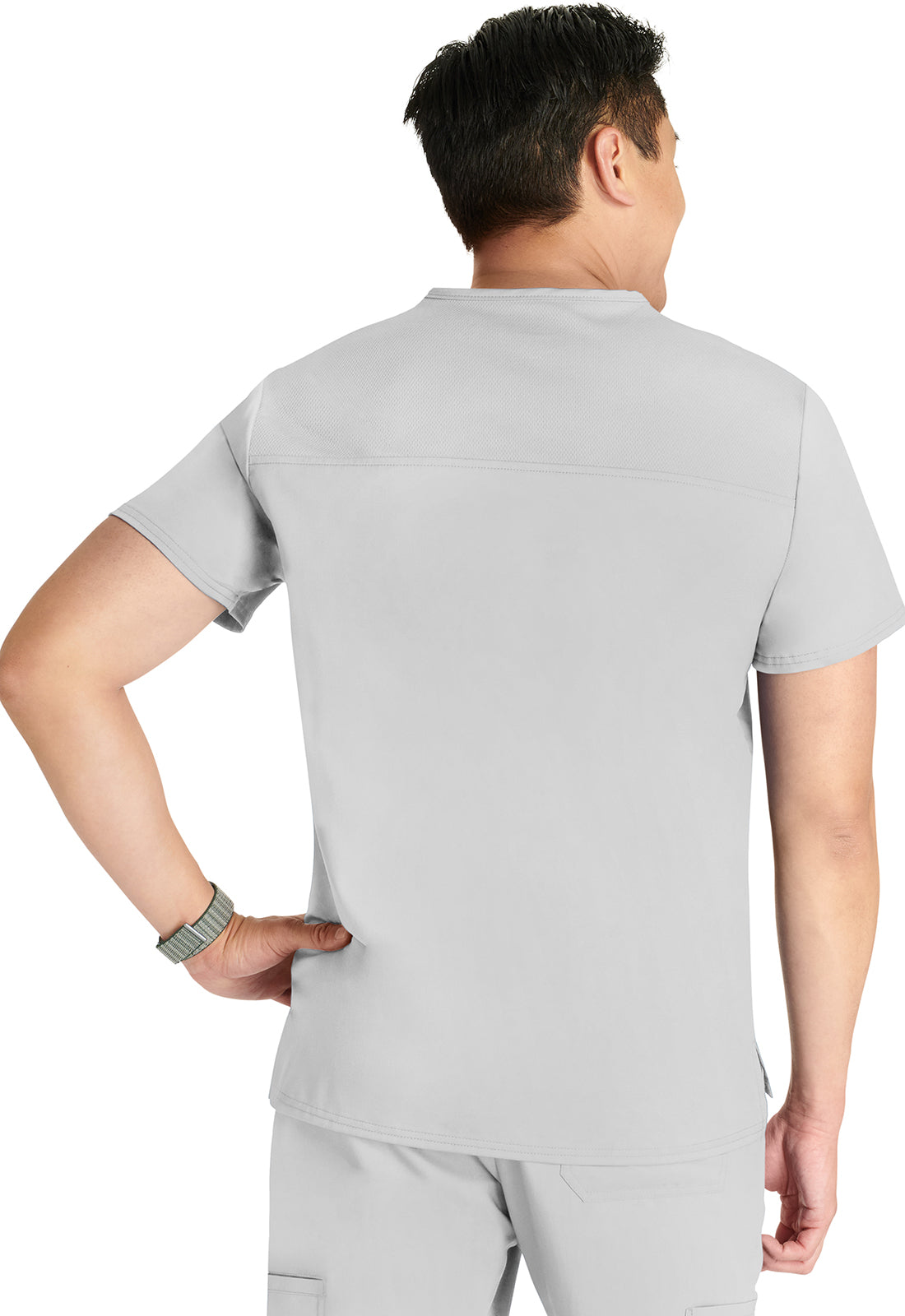 Revolution WW751 Men's V-Neck Top White Model Image Back | Cherokee Workwear