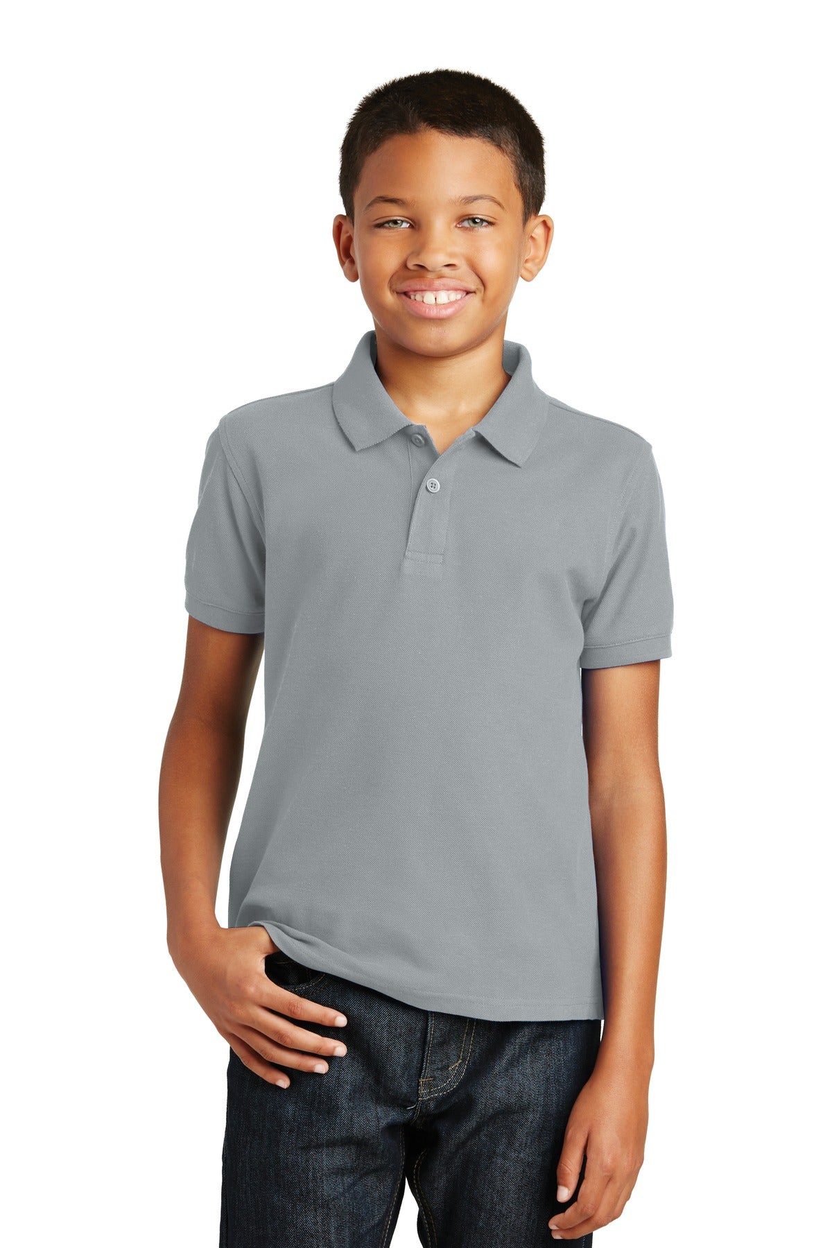 Port Authority Youth Core Classic Pique Polo. Y100 Gusty Grey