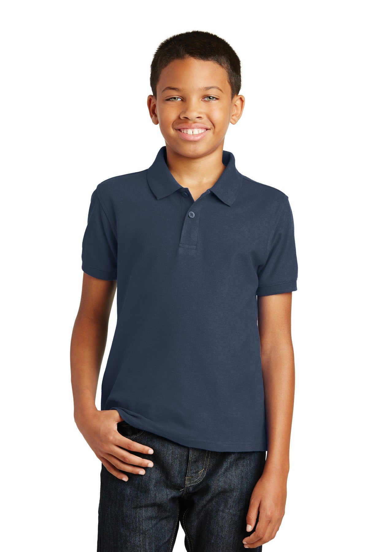 Port Authority Youth Core Classic Pique Polo. Y100 River Blue Navy