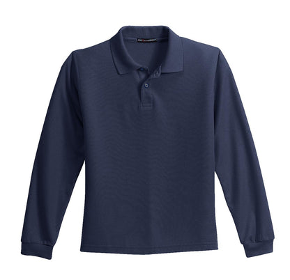 Port Authority Youth Long Sleeve Silk Touch Polo.  Y500LS Navy