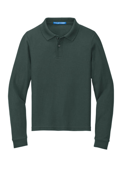 Port Authority Youth Long Sleeve Silk Touch Polo.  Y500LS Dark Green