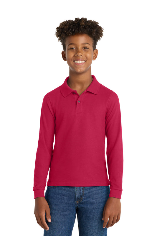 Port Authority Youth Long Sleeve Silk Touch Polo Y500LS Red