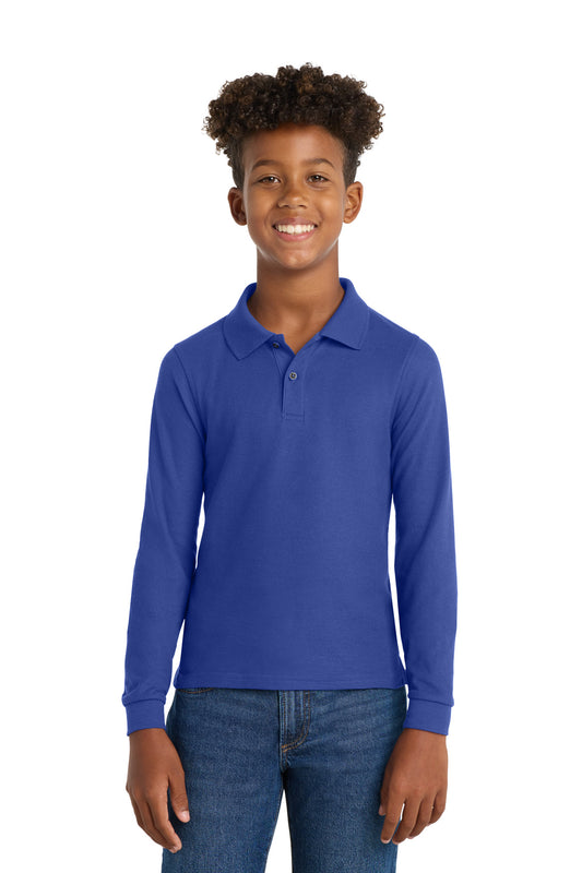 Port Authority Youth Long Sleeve Silk Touch Polo Y500LS Royal