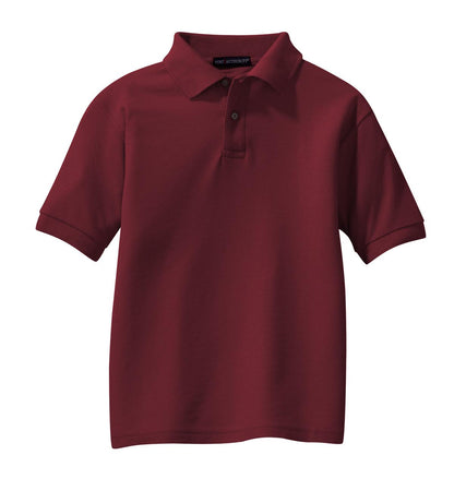 Port Authority Youth Silk Touch Polo.  Y500 Burgundy