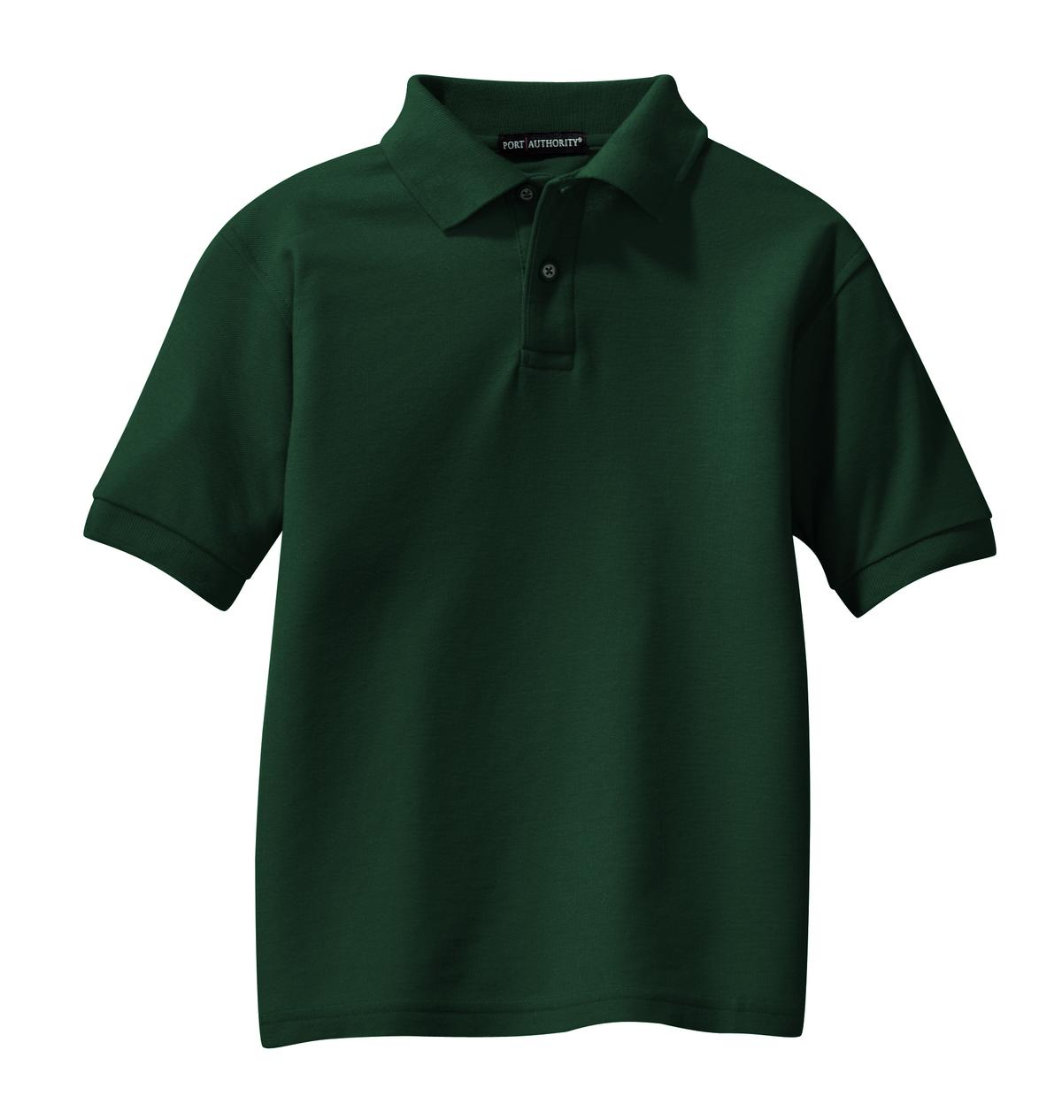 Port Authority Youth Silk Touch Polo.  Y500 Dark Green