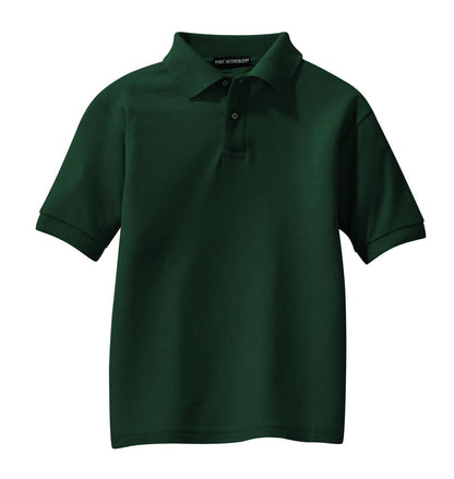 Port Authority Youth Silk Touch Polo.  Y500 Dark Green