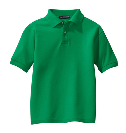 Port Authority Youth Silk Touch Polo.  Y500 Kelly Green