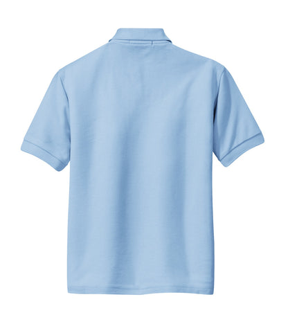 Port Authority Youth Silk Touch Polo.  Y500 Light Blue