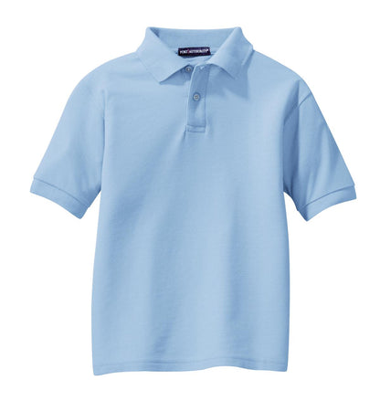 Port Authority Youth Silk Touch Polo.  Y500 Light Blue