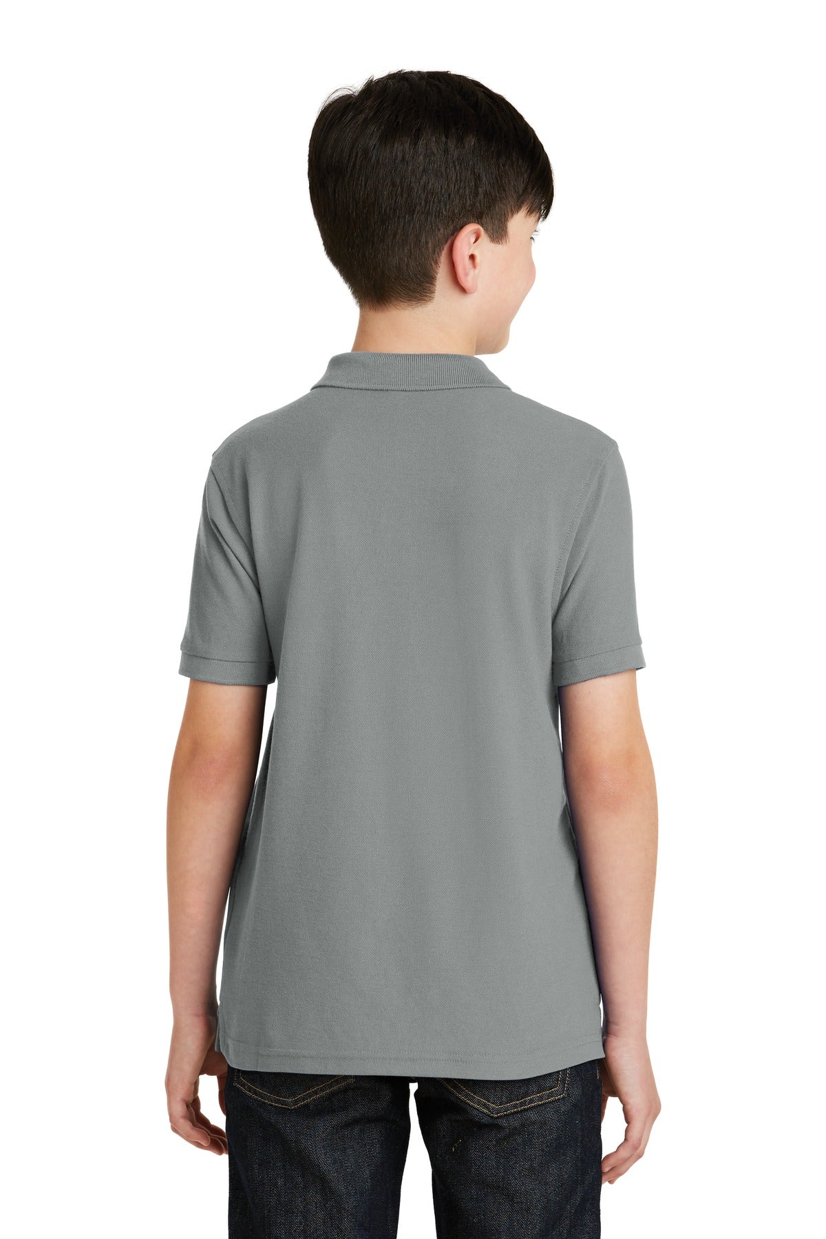 Port Authority Youth Silk Touch Polo.  Y500 Cool Grey
