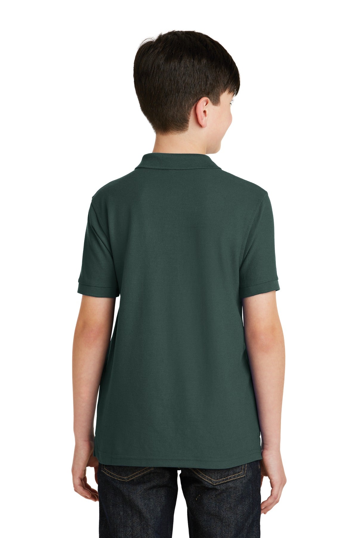 Port Authority Youth Silk Touch Polo.  Y500 Dark Green
