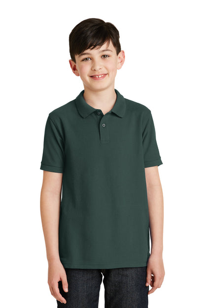 Port Authority Youth Silk Touch Polo.  Y500 Dark Green