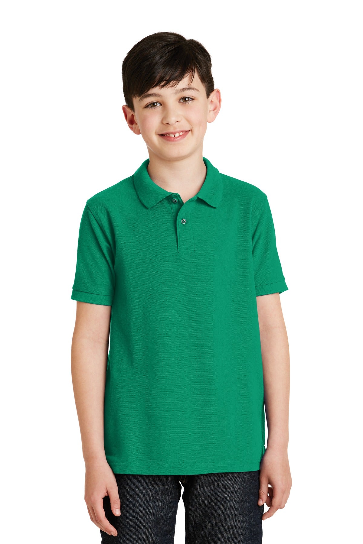 Port Authority Youth Silk Touch Polo.  Y500 Kelly Green