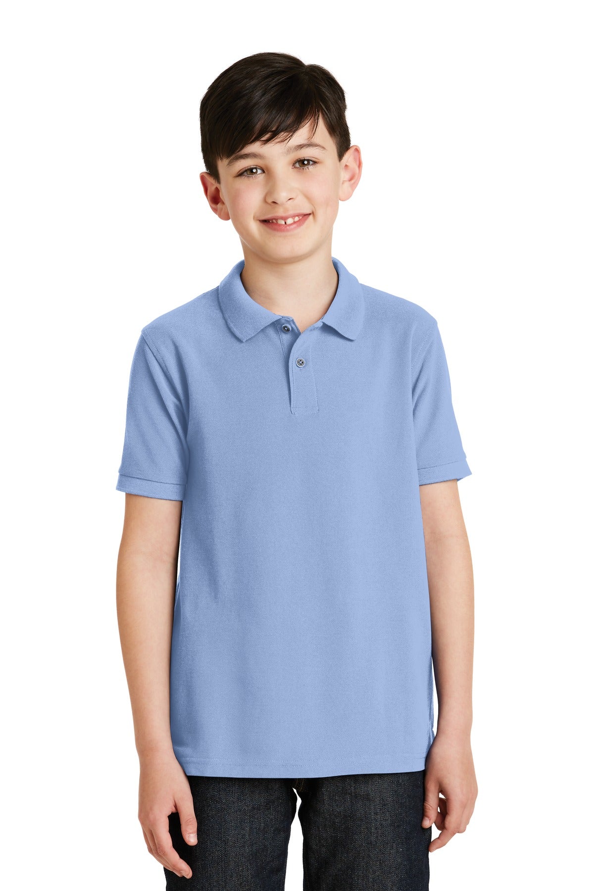 Port Authority Youth Silk Touch Polo.  Y500 Light Blue