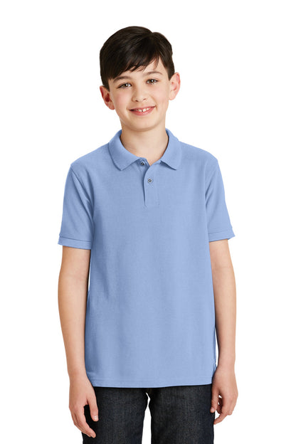 Port Authority Youth Silk Touch Polo.  Y500 Light Blue