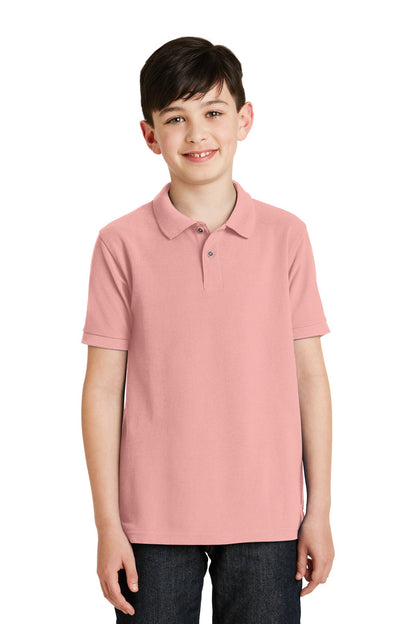 Port Authority Youth Silk Touch Polo.  Y500 Light Pink