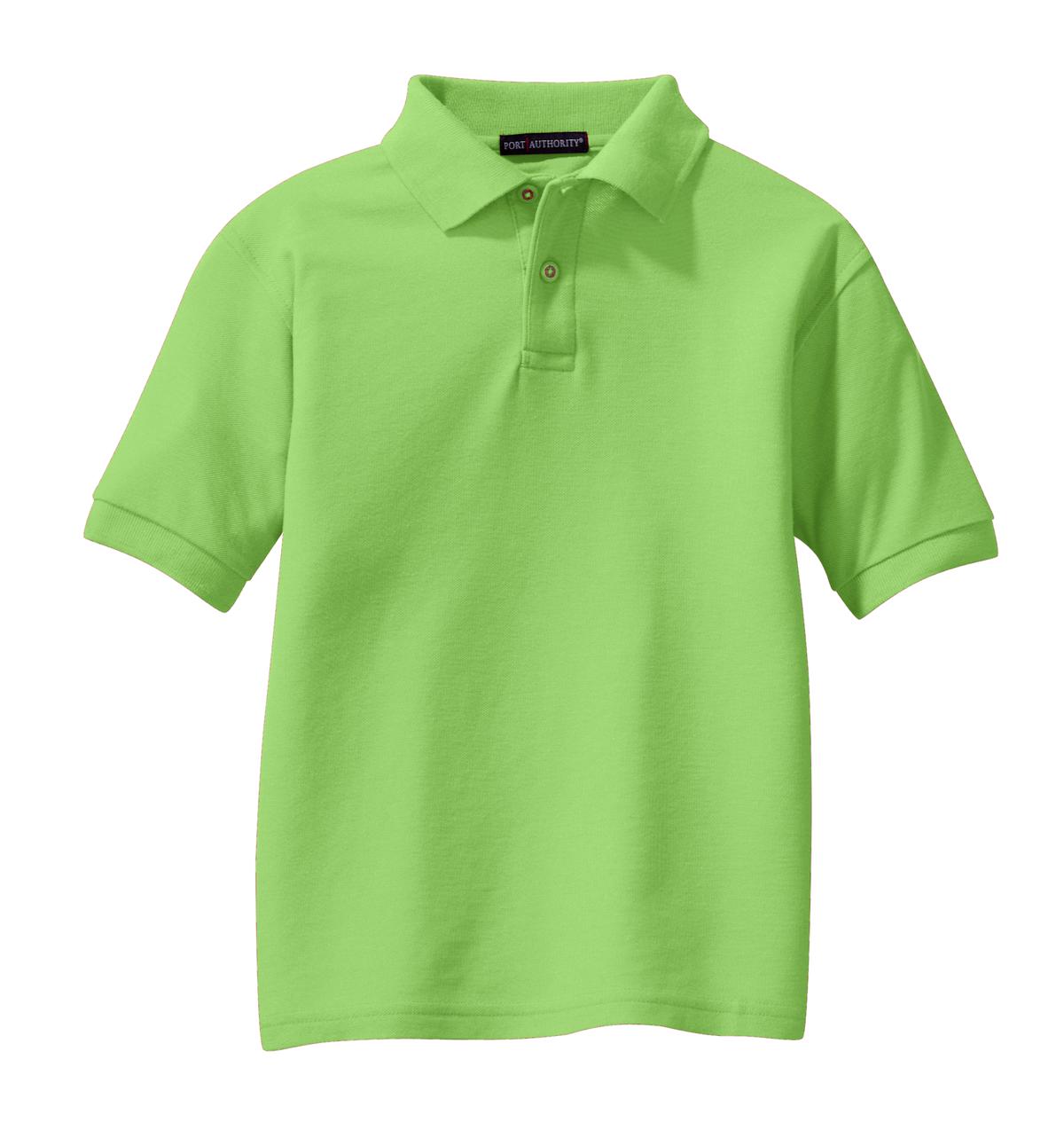 Port Authority Youth Silk Touch Polo.  Y500 Lime