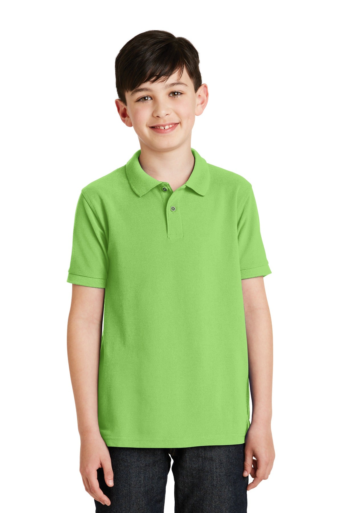 Port Authority Youth Silk Touch Polo.  Y500 Lime