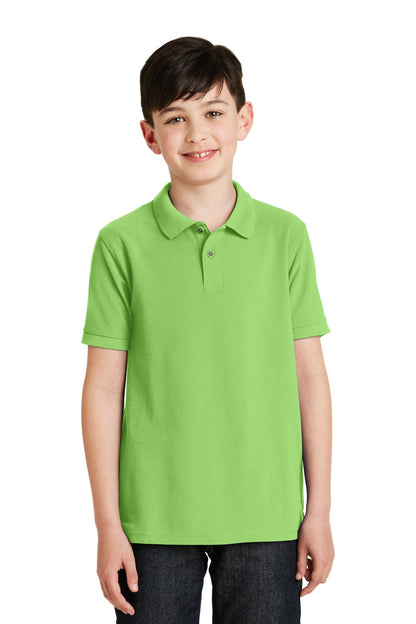 Port Authority Youth Silk Touch Polo.  Y500 Lime