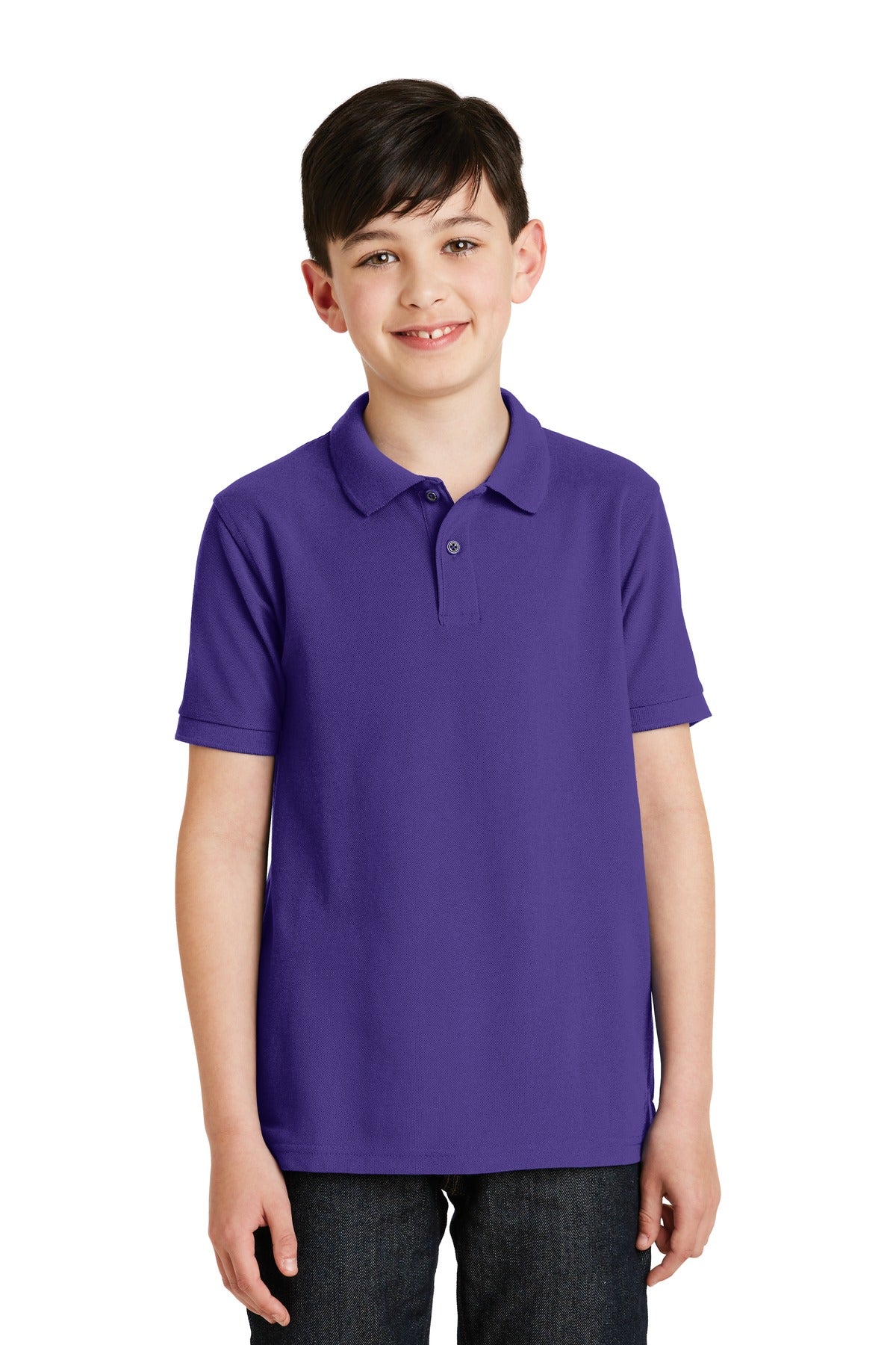 Port Authority Youth Silk Touch Polo.  Y500 Purple