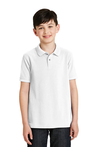 Port Authority Youth Silk Touch Polo.  Y500 White