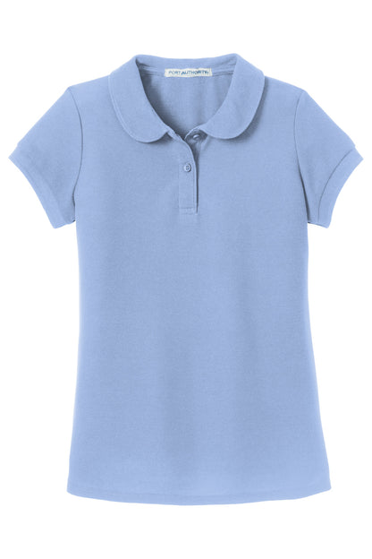 Port Authority Girls Silk Touch Peter Pan Collar Polo. YG503 Light Blue