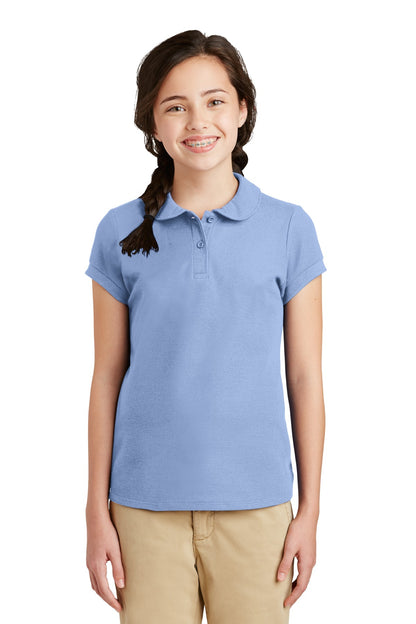 Port Authority Girls Silk Touch Peter Pan Collar Polo. YG503 Light Blue
