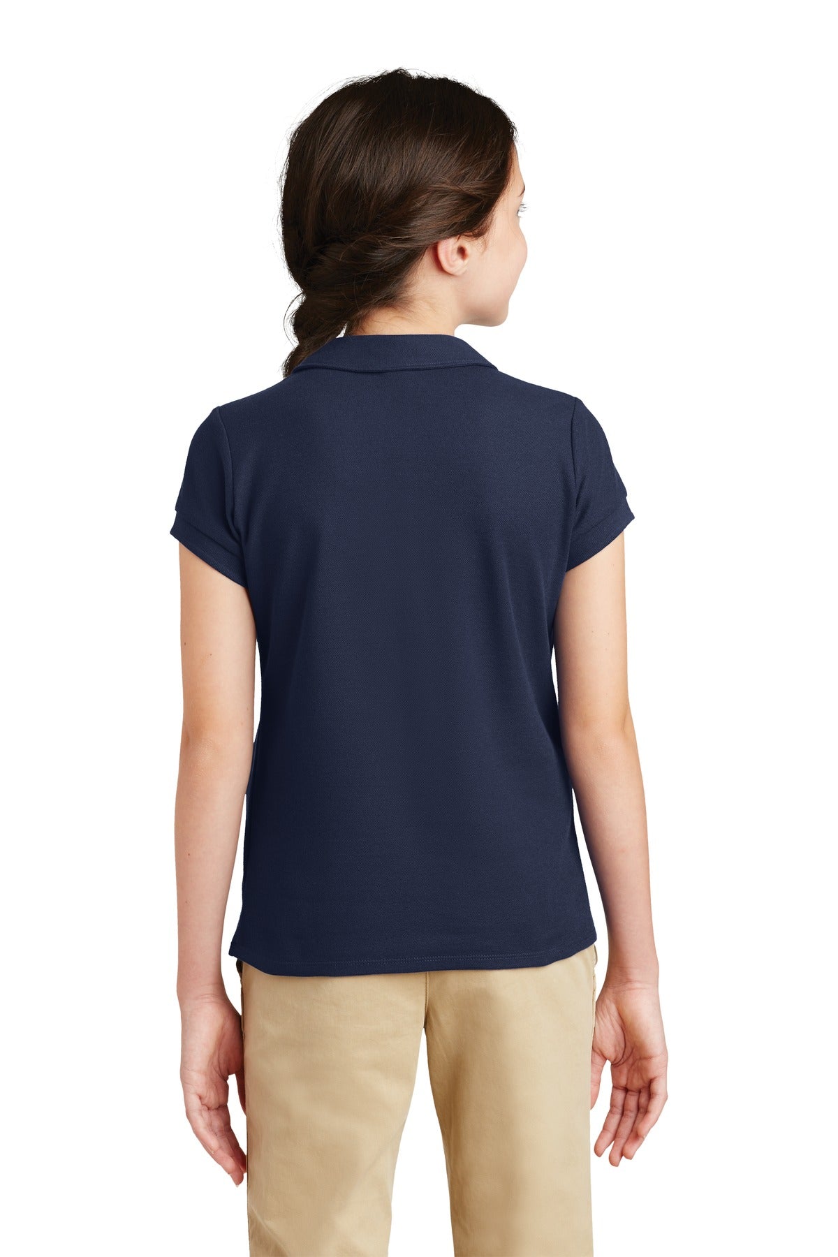 Port Authority Girls Silk Touch Peter Pan Collar Polo. YG503 Navy