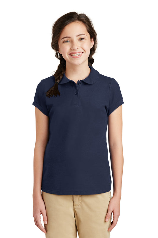Port Authority Girls Silk Touch Peter Pan Collar Polo. YG503 Navy