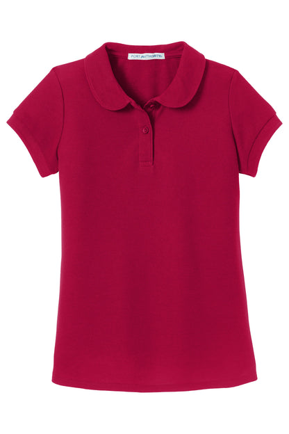 Port Authority Girls Silk Touch Peter Pan Collar Polo. YG503 Red