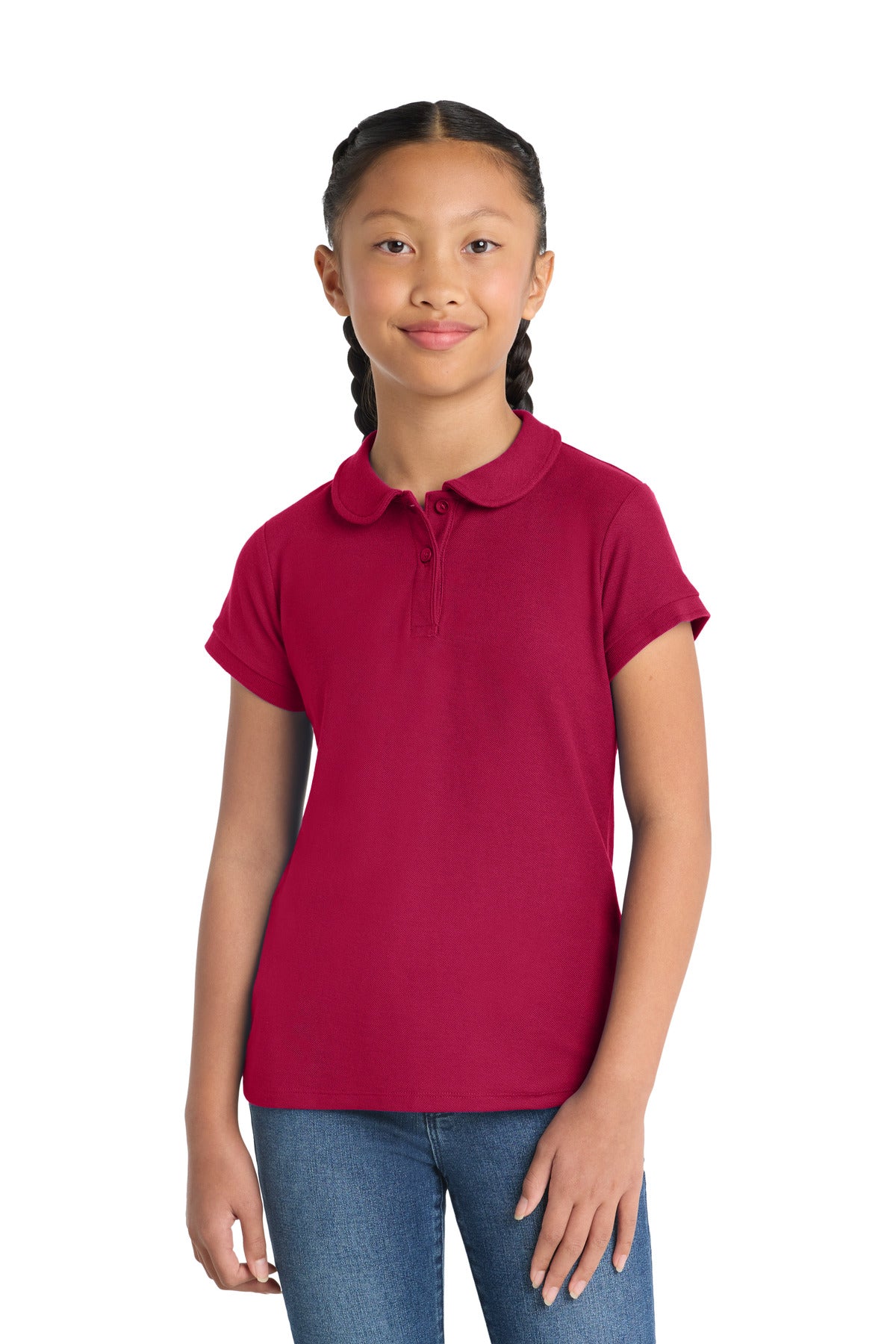 Port Authority Girls Silk Touch Peter Pan Collar Polo YG503 Red