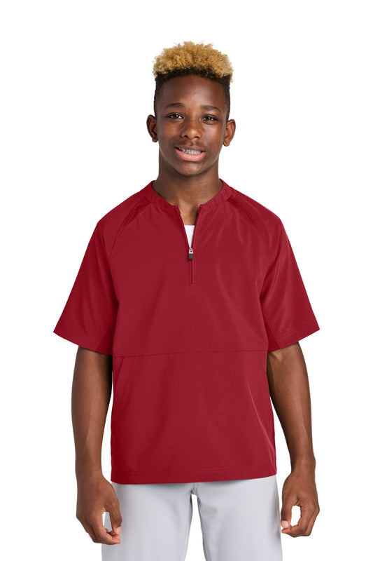 Sport-Tek Youth Repeat 1/2-Zip Short Sleeve Jacket YJST489 Deep Red