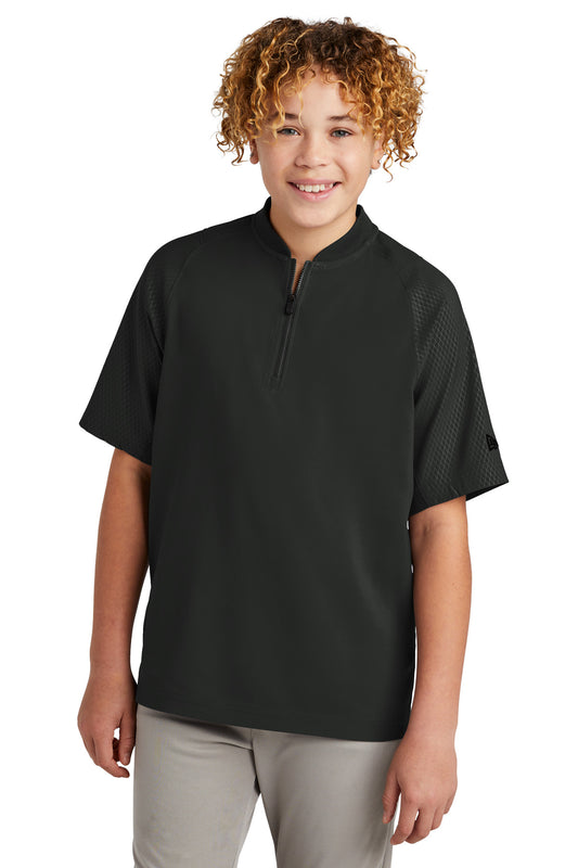 New Era  Youth Cage Short Sleeve 1/4-Zip Jacket. YNEA600 Black