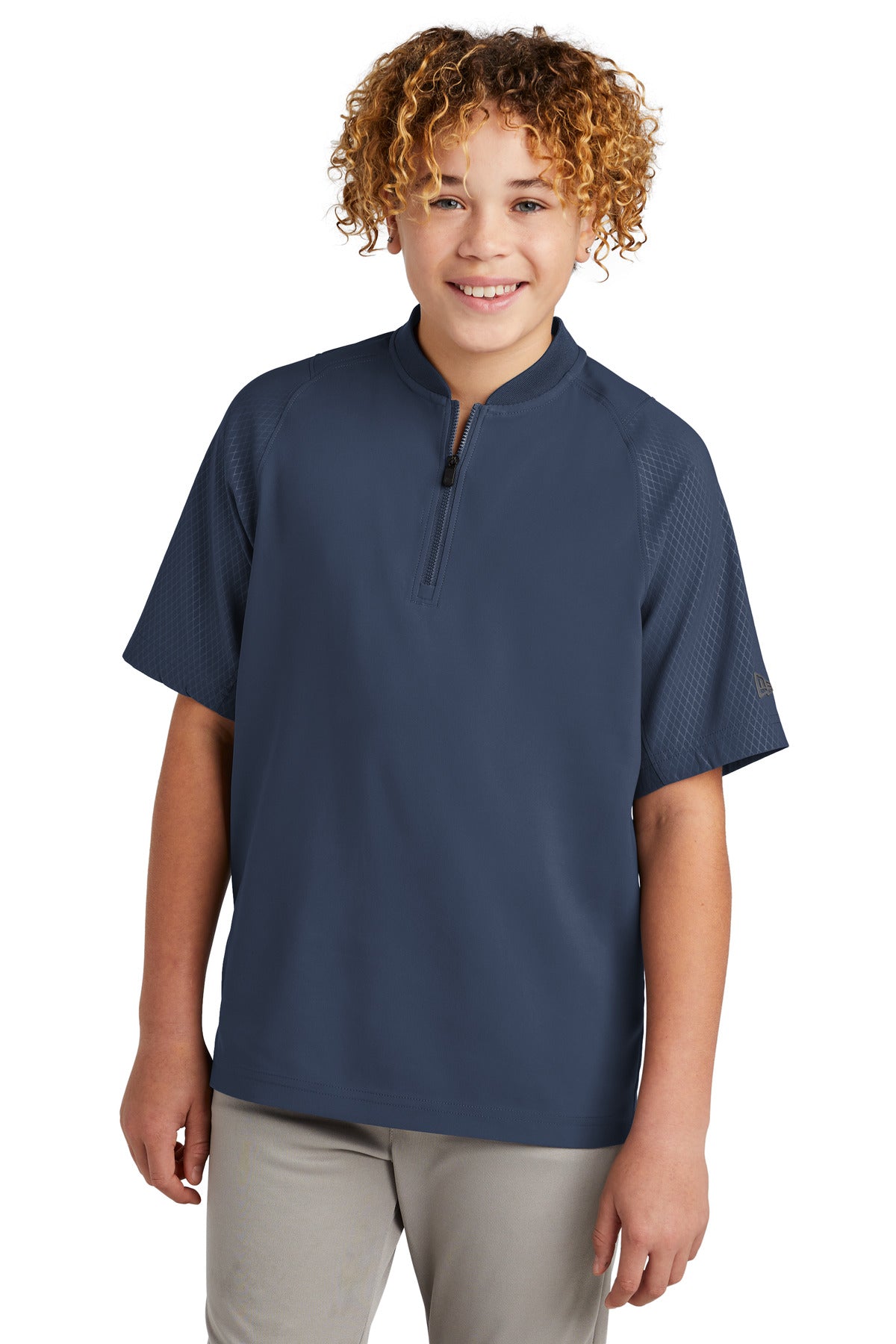 New Era  Youth Cage Short Sleeve 1/4-Zip Jacket. YNEA600 True Navy