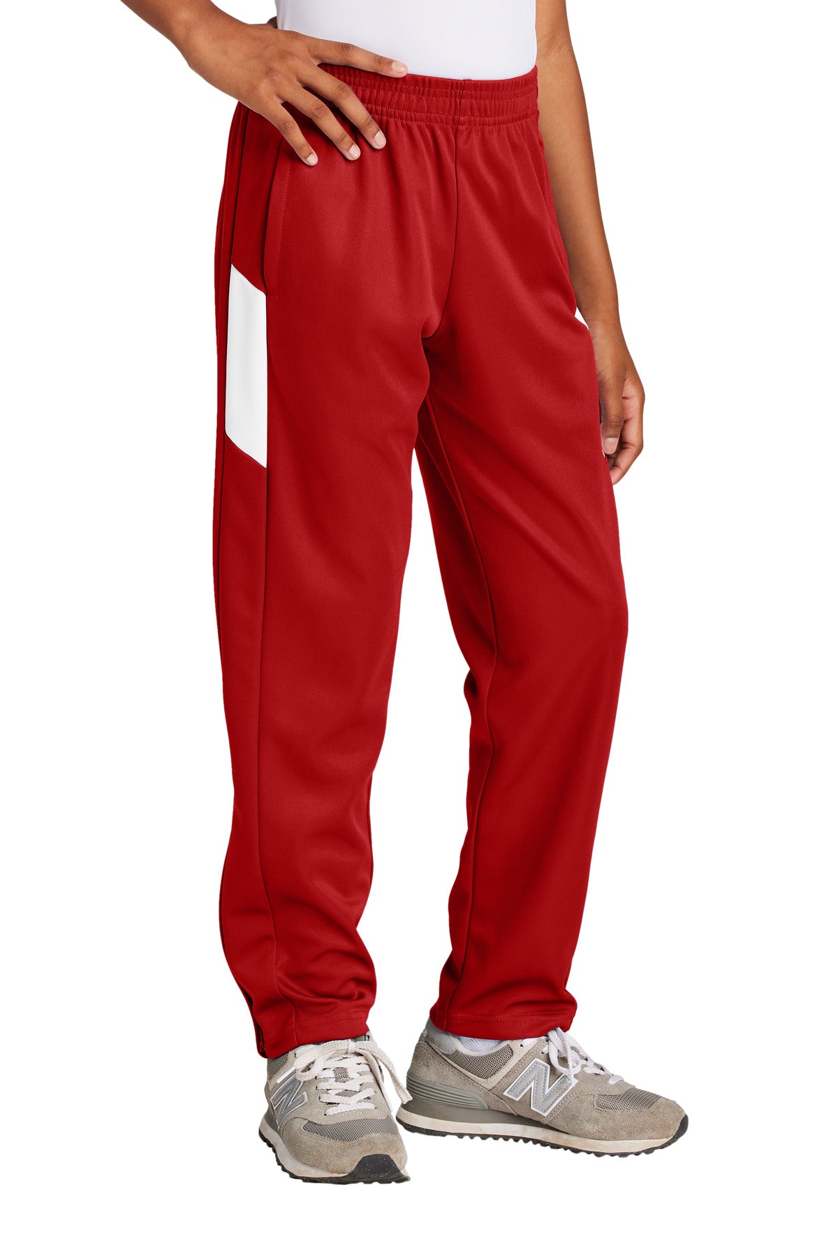 Sport-Tek Youth Travel Pant YPST800 Deep Red/ White